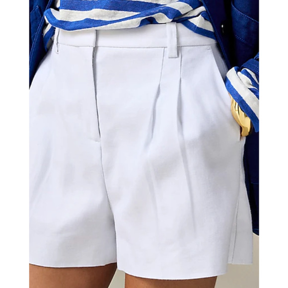 J Crew Lucia Shorts 0 White NWT Stretch Linen CI493 J.Crew Travel Resort - Picture 4 of 7